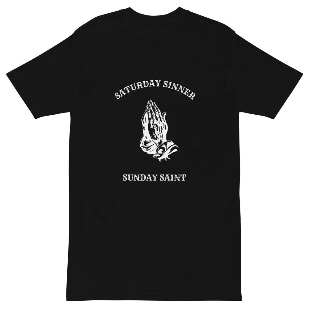 Praying Hands Saturday Sinner Sunday Saint T-Shirt