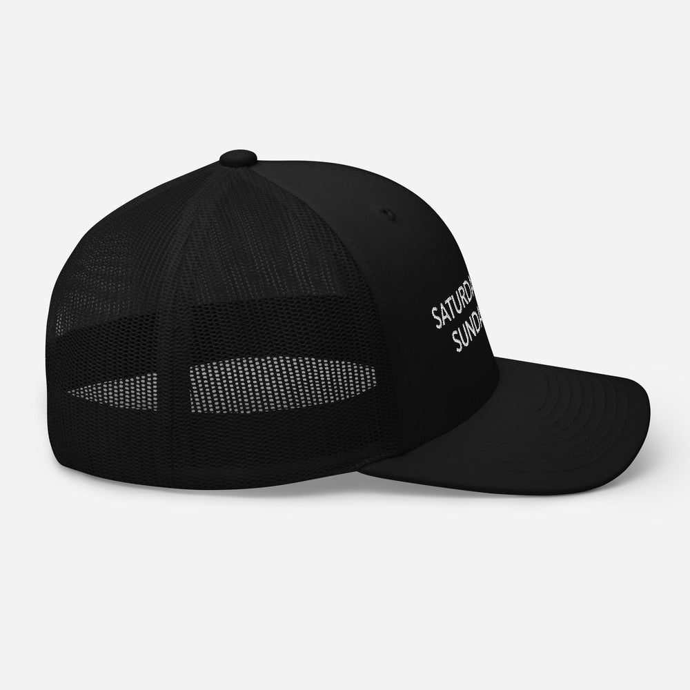Saturday Sinner Sunday Saint Trucker Cap