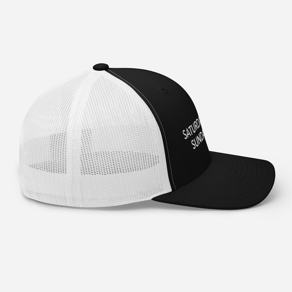 Saturday Sinner Sunday Saint Trucker Cap